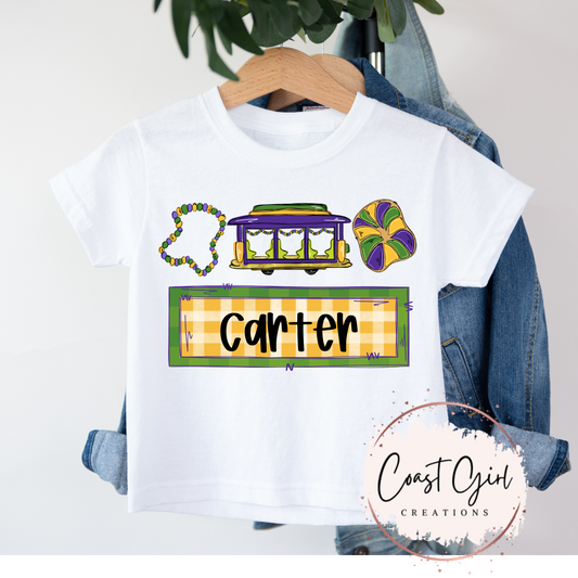 Personalized Mardi Gras tee
