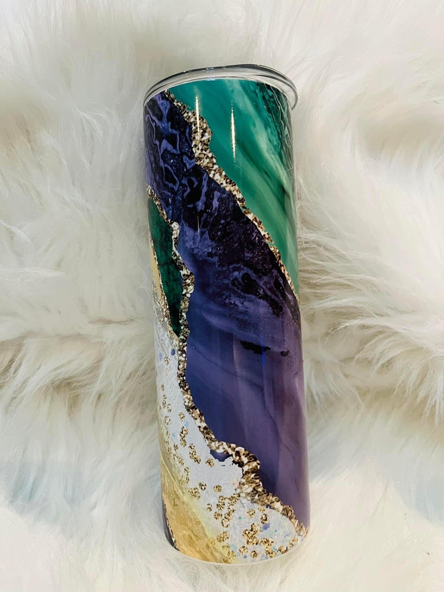 Marble Mardi Gras tumbler