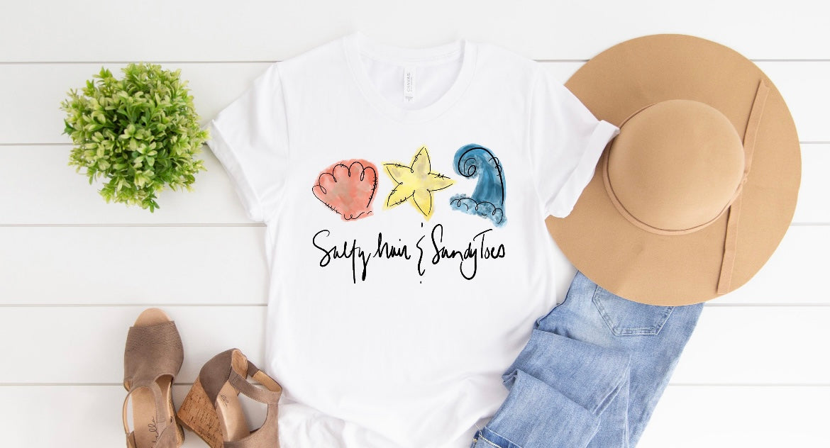 Salty hair and sandy toes tee