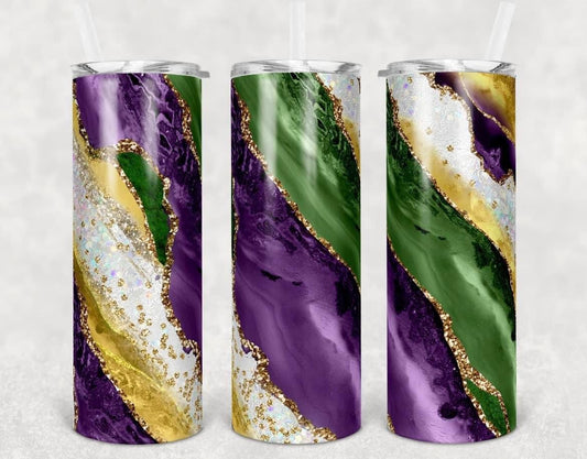 Marble Mardi Gras tumbler