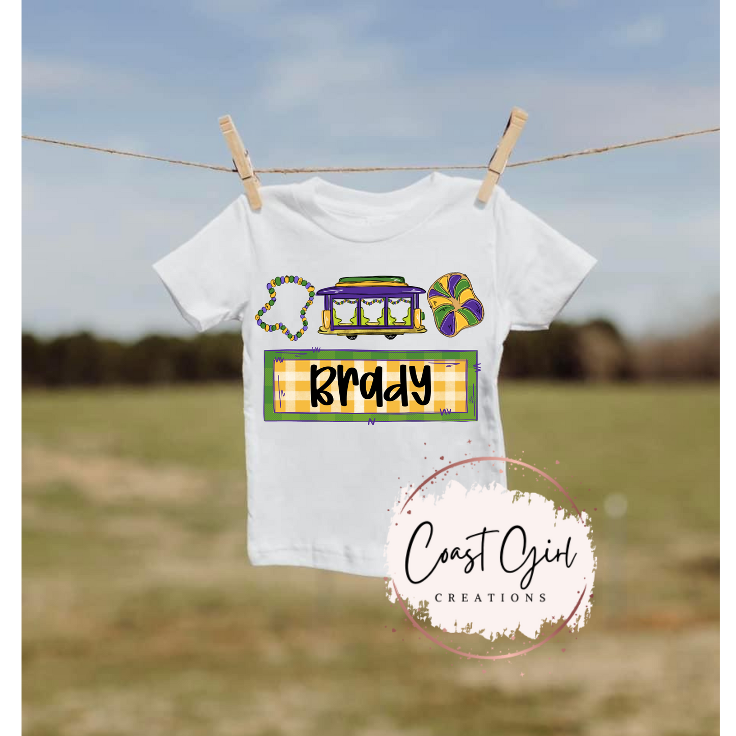 Personalized Mardi Gras tee