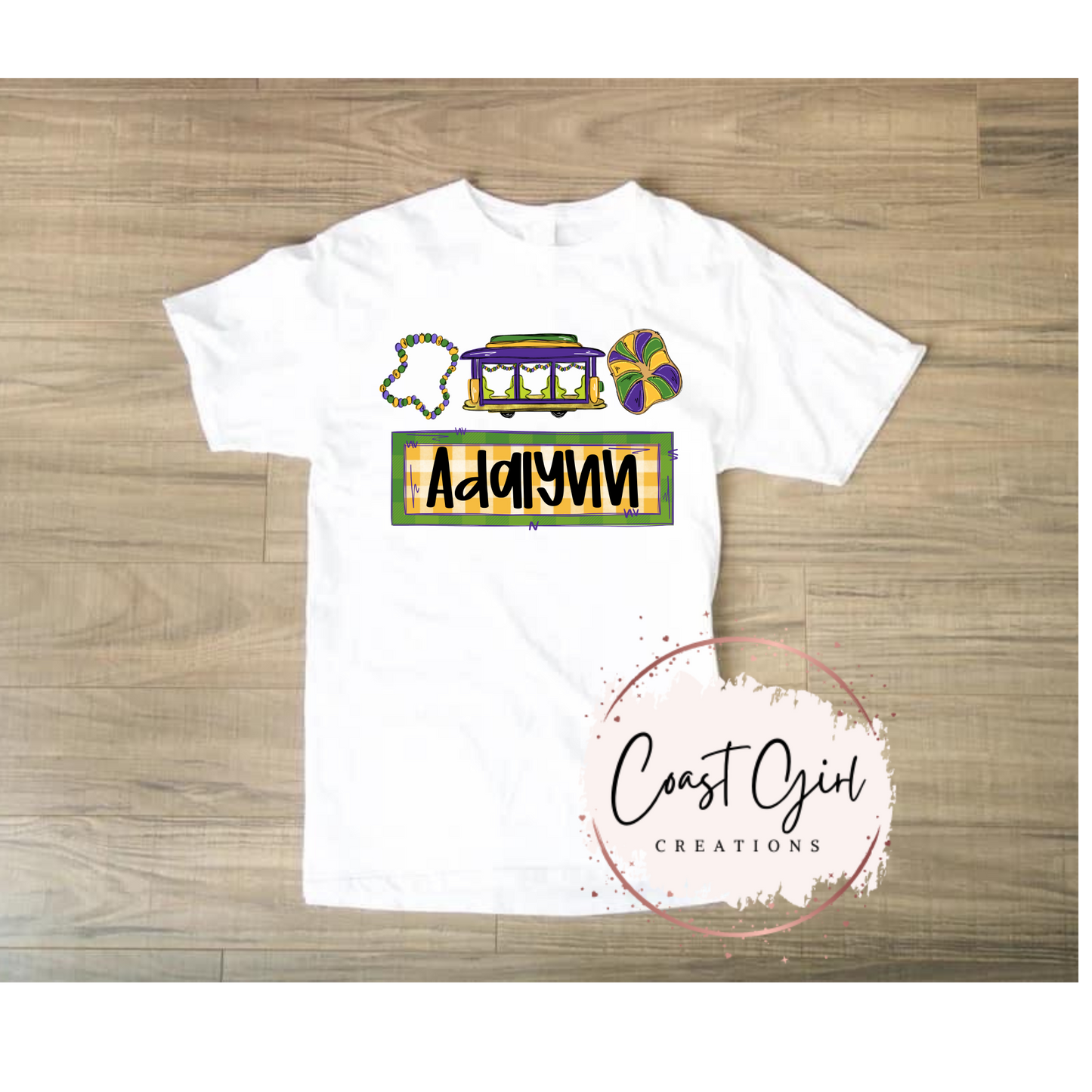 Personalized Mardi Gras tee