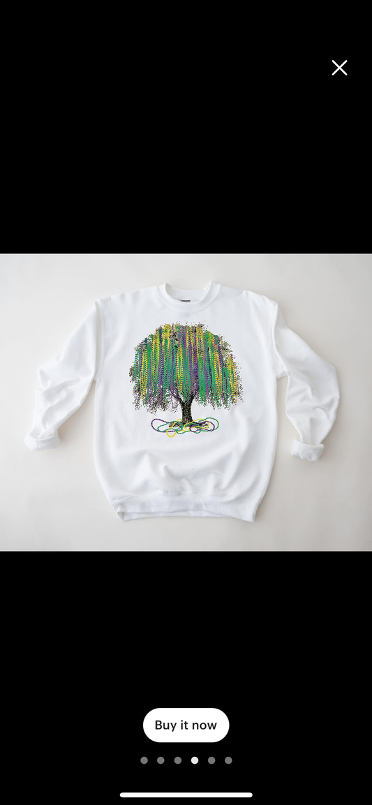 Mardi Gras Bead Tree sweater