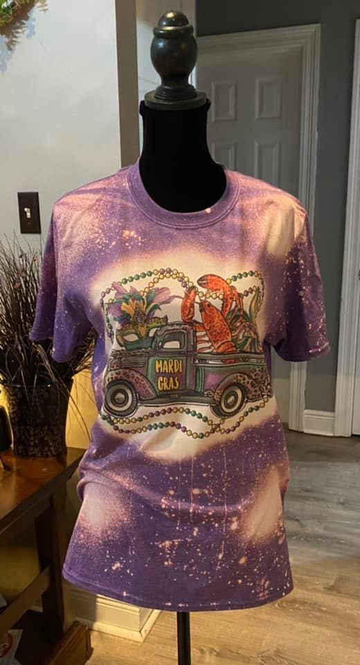 Mardi Gras truck bleach tee