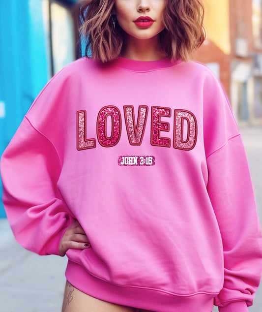 Loved glitter faux sweatshirt