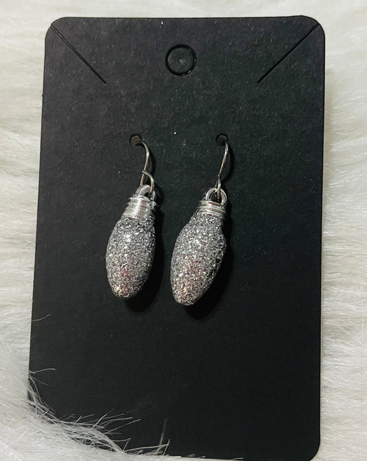 Silver glitter dangles