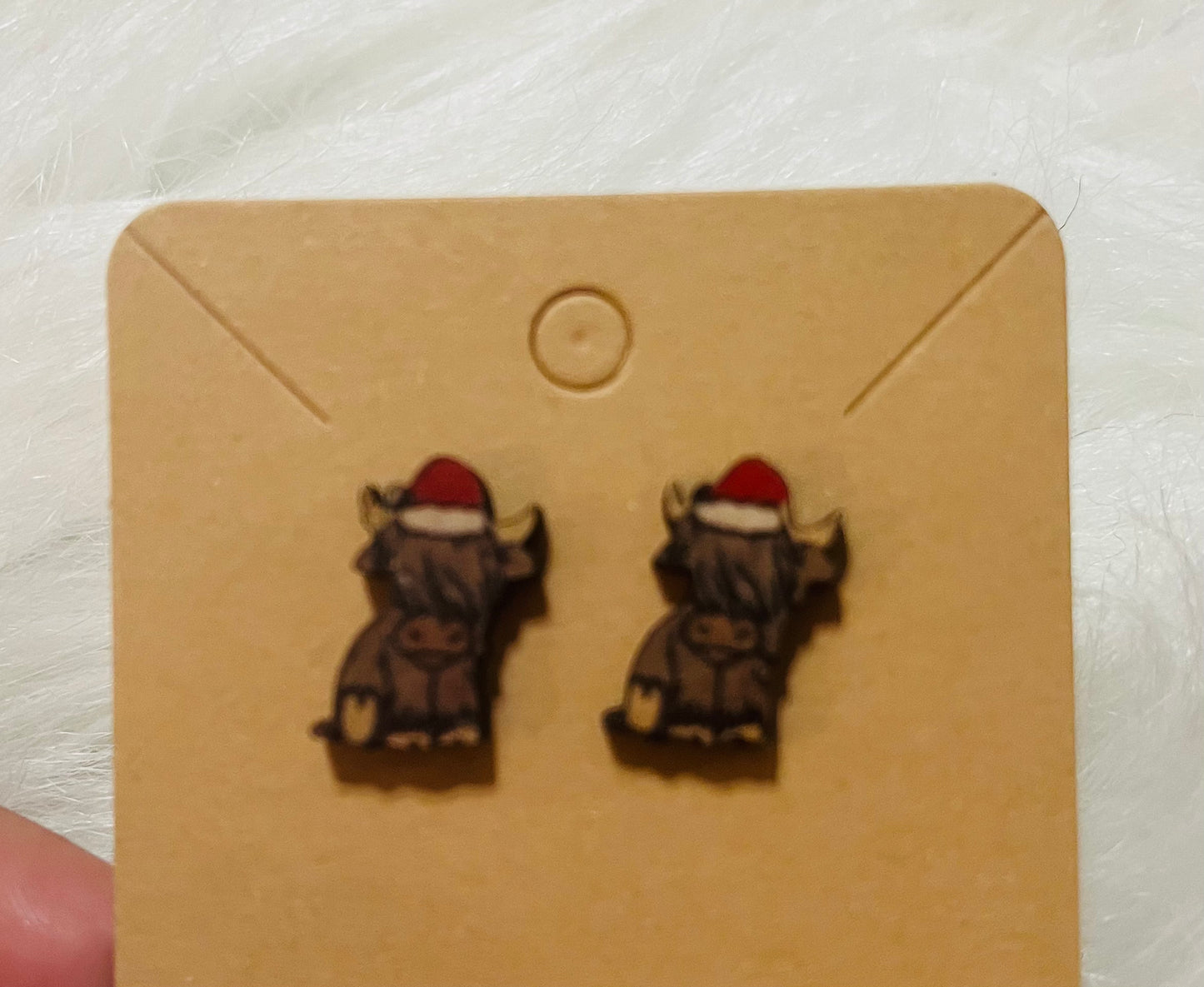 Cow Christmas stud