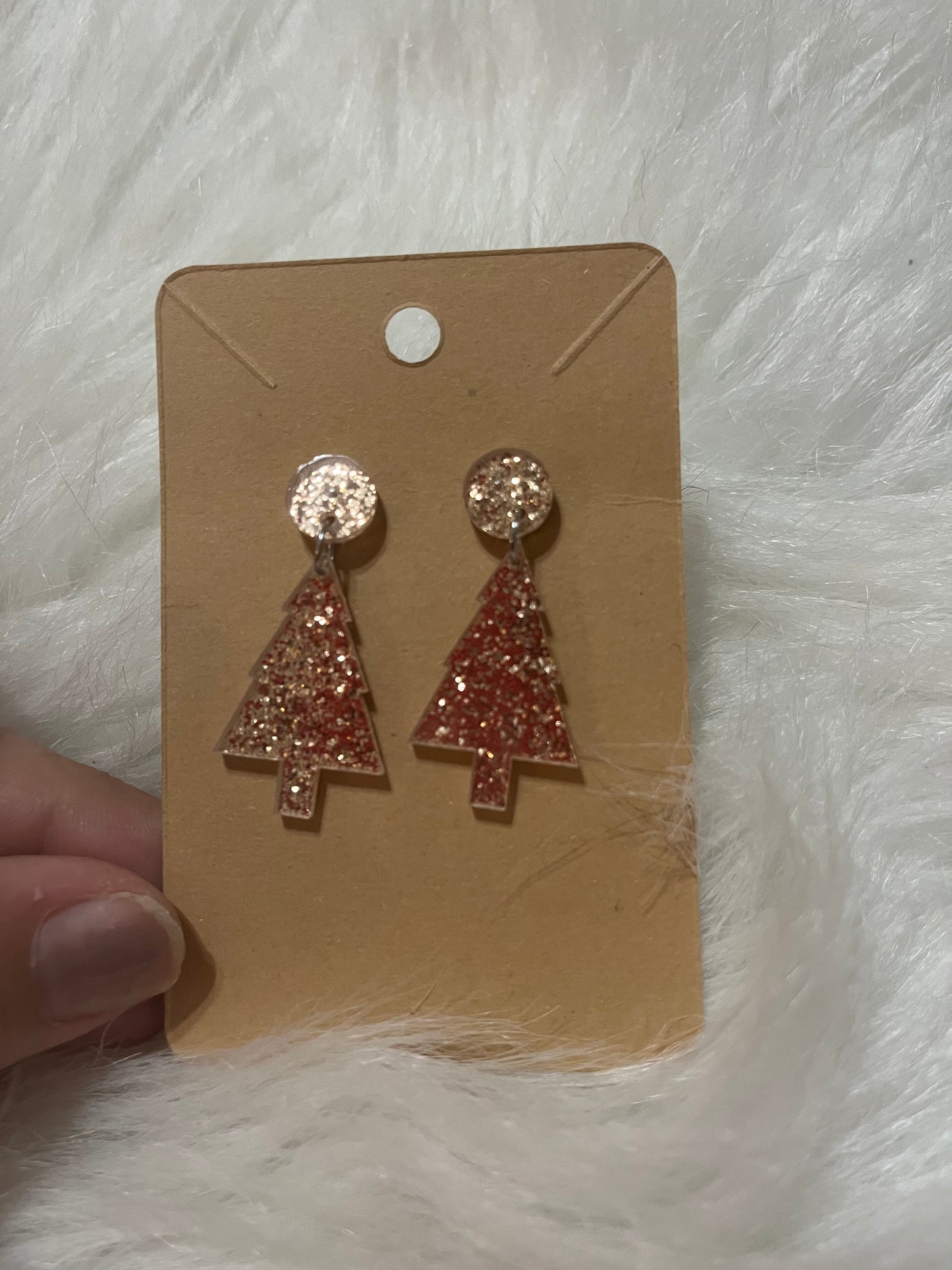 Gold Sparkle Christmas Tree Dangle earrings