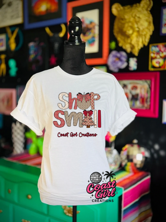 Red designed shop small tee