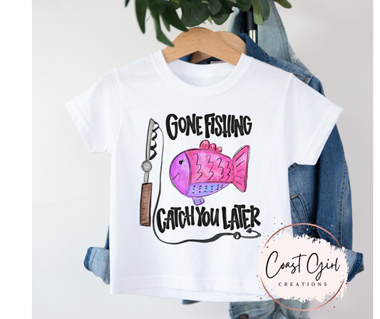 Gone fishing kids tee