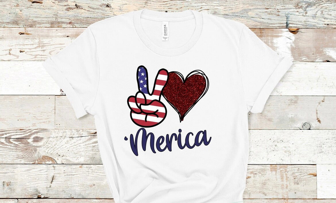 Peace love merica tee